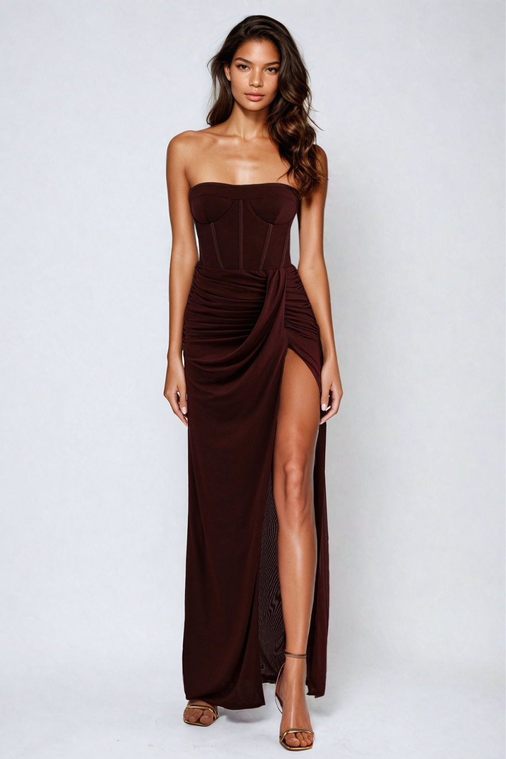 RAINA ROBE LONGUE A CORSET AVEC FENTE