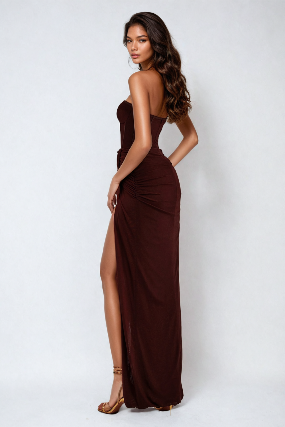 RAINA - ROBE LONGUE A CORSET AVEC FENTE