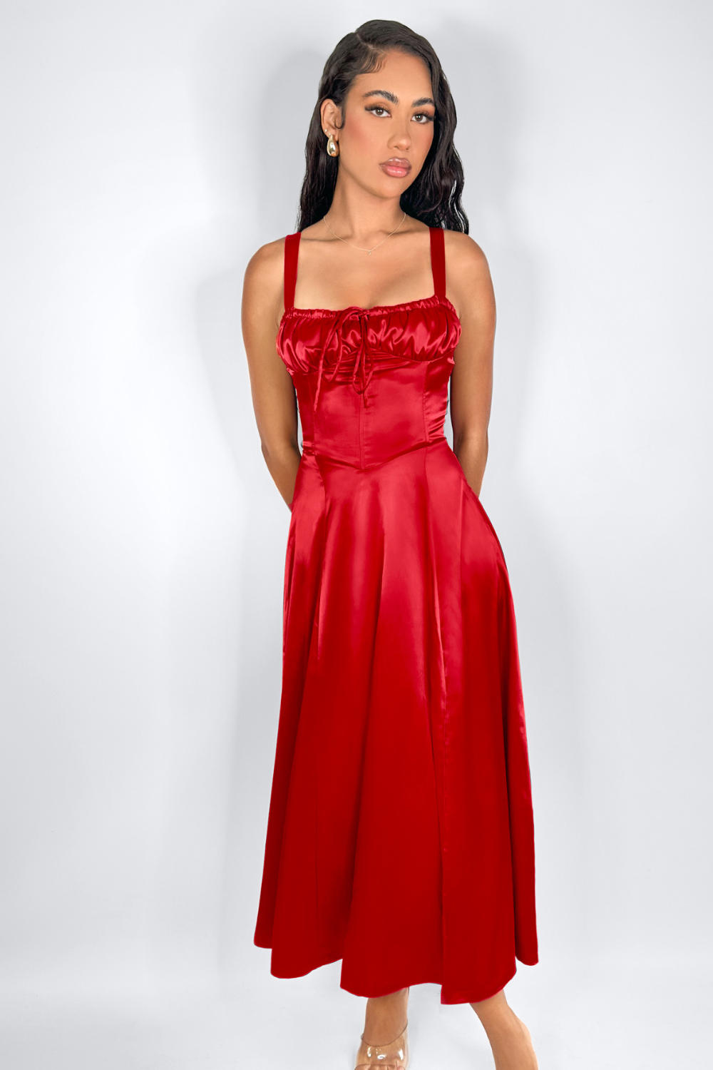 VALENTINA - SATIN STRAPLESS DRESS