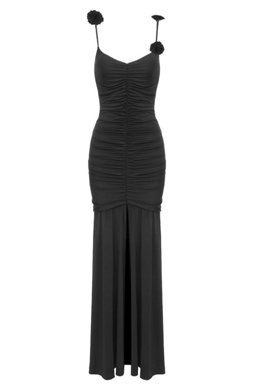 ROBE NOIRE PLISSE AVEC FENTE - DRESS ON HEELS